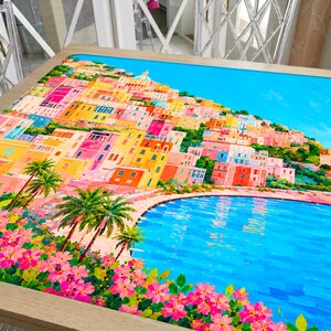 Amalfi Coast Mahjong Mat Positano Italy Painting, Mediterranean Summer Coastal Design, Travel Gift
