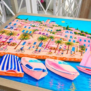 Saint Tropez Mahjong Mat French Riviera Coastal Design, Mediterranean Yacht Club Style, European Summer Gift