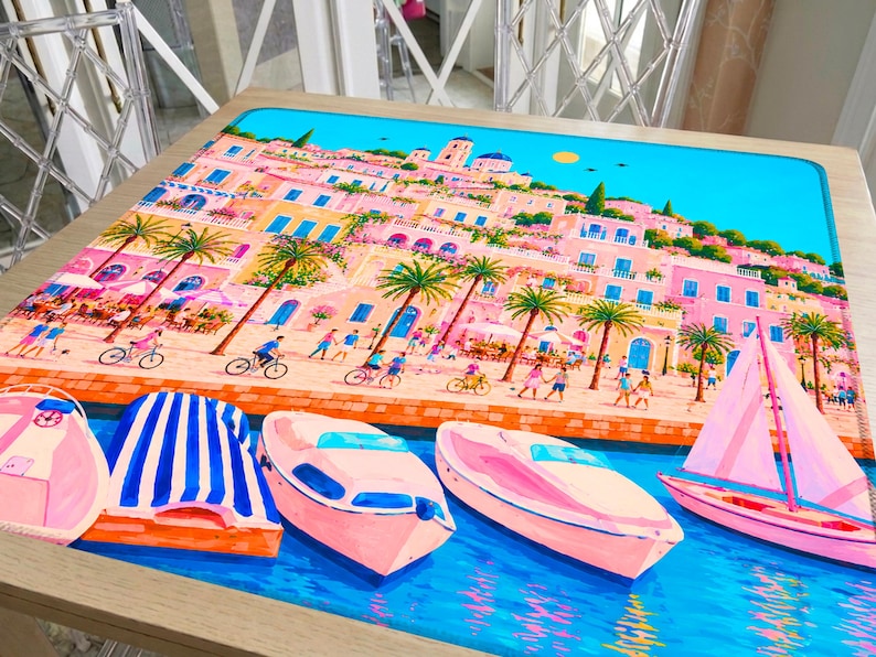 Saint Tropez Mahjong Mat French Riviera Coastal Design, Mediterranean Yacht Club Style, European Summer Gift