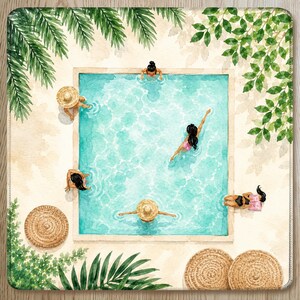 Tropical Mahjong Mat, Poolside Retreat Artwork, Vacation Inspired Mahjong Gift, Summer Mahjong Mat