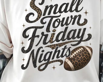 Small Town Friday Nights PNG, Leopard Football PNG, Football Mom Sublimation Design, Game Day Western Distressed PNG Download