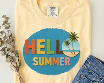 Hello Summer Png ,Welcome Summer JPG ,Summer Sublimation Designs Download Png ,Colorful Summer Png ,Tropical T-Shirt Png ,Summer T-Shirt SVG
