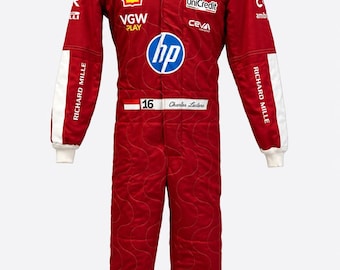 Ferrari Charles Leclerc Level 2 CIK FIA Go Kart Racing suit Approved: Customizable Suit in Cordura Fabrics With Free Balaclava Mask.