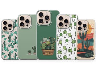 Funda para teléfono con diseño de cactus y estética desértica para iPhone 17, 16, 15, 14, 13, 12, 11, Samsung S26, S25, S24, S23, Pixel 10, 9, 8
