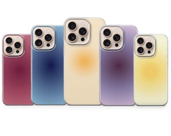 Funda minimalista con estética degradada y colores difuminados para iPhone 17, 16, 15, 14, 13, 12, 11, Samsung S26, S25, S24, S23, Pixel 10, 9, 8