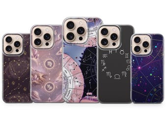 Funda para teléfono con diseño de signos del zodiaco y constelación celestial para iPhone 17, 16, 15, 14, 13, 12, 11, Samsung S26, S25, S24, S23, Pixel 10, 9, 8