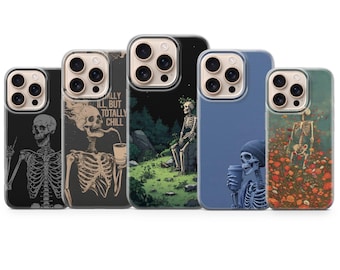 Funda para teléfono con diseño de esqueleto gótico para iPhone 17, 16, 15, 14, 13, 12, 11, Samsung S26, S25, S24, S23, Pixel 10, 9, 8