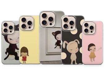 Funda para teléfono con diseño de chica anime de cabeza grande, estilo punk pastel, compatible con iPhone 17, 16, 15, 14, 13, 12, 11, Samsung S26, S25, S24, S23, Pixel 10, 9 y 8.