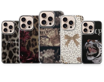 Funda para teléfono con estampado de leopardo y estampado de jaguar para iPhone 17, 16, 15, 14, 13, 12, 11, Samsung S26, S25, S24, S23, Pixel 10, 9, 8