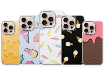 Funda para teléfono con diseño de helado en tonos pastel para iPhone 17, 16, 15, 14, 13, 12, 11, Samsung S26, S25, S24, S23, Pixel 10, 9, 8