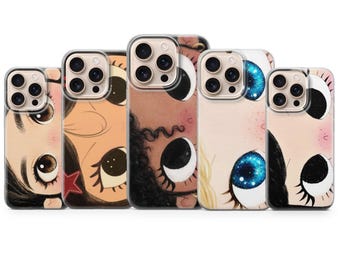 Funda para teléfono con diseño de ojos de anime y manga para iPhone 17, 16, 15, 14, 13, 12, 11, Samsung S26, S25, S24, S23, Pixel 10, 9, 8