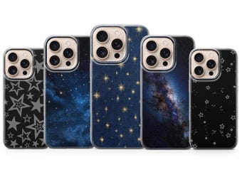 Funda para teléfono con diseño de estrellas celestiales y cielo nocturno para iPhone 17, 16, 15, 14, 13, 12, 11, Samsung S26, S25, S24, S23, Pixel 10, 9, 8