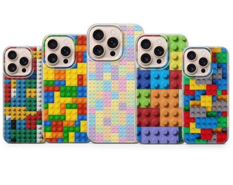 Funda para teléfono con diseño de bloques de juguete, colorida y resistente, compatible con iPhone 17, 16, 15, 14, 13, 12, 11, Samsung S26, S25, S24, S23, Pixel 10, 9 y 8.