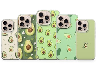 Funda para teléfono con diseño de aguacate verde para iPhone 17, 16, 15, 14, 13, 12, 11, Samsung S26, S25, S24, S23, Pixel 10, 9, 8