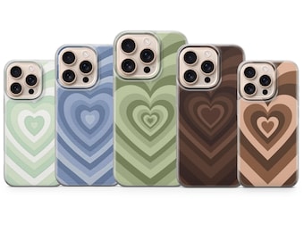 Funda retro con corazones coloridos para iPhone 17, 16, 15, 14, 13, 12, 11, Samsung S26, S25, S24, S23, Pixel 10, 9, 8