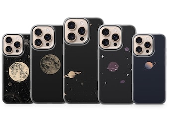 Funda para teléfono con diseño de planetas del sistema solar y espacio exterior para iPhone 17, 16, 15, 14, 13, 12, 11, Samsung S26, S25, S24, S23, Pixel 10, 9, 8