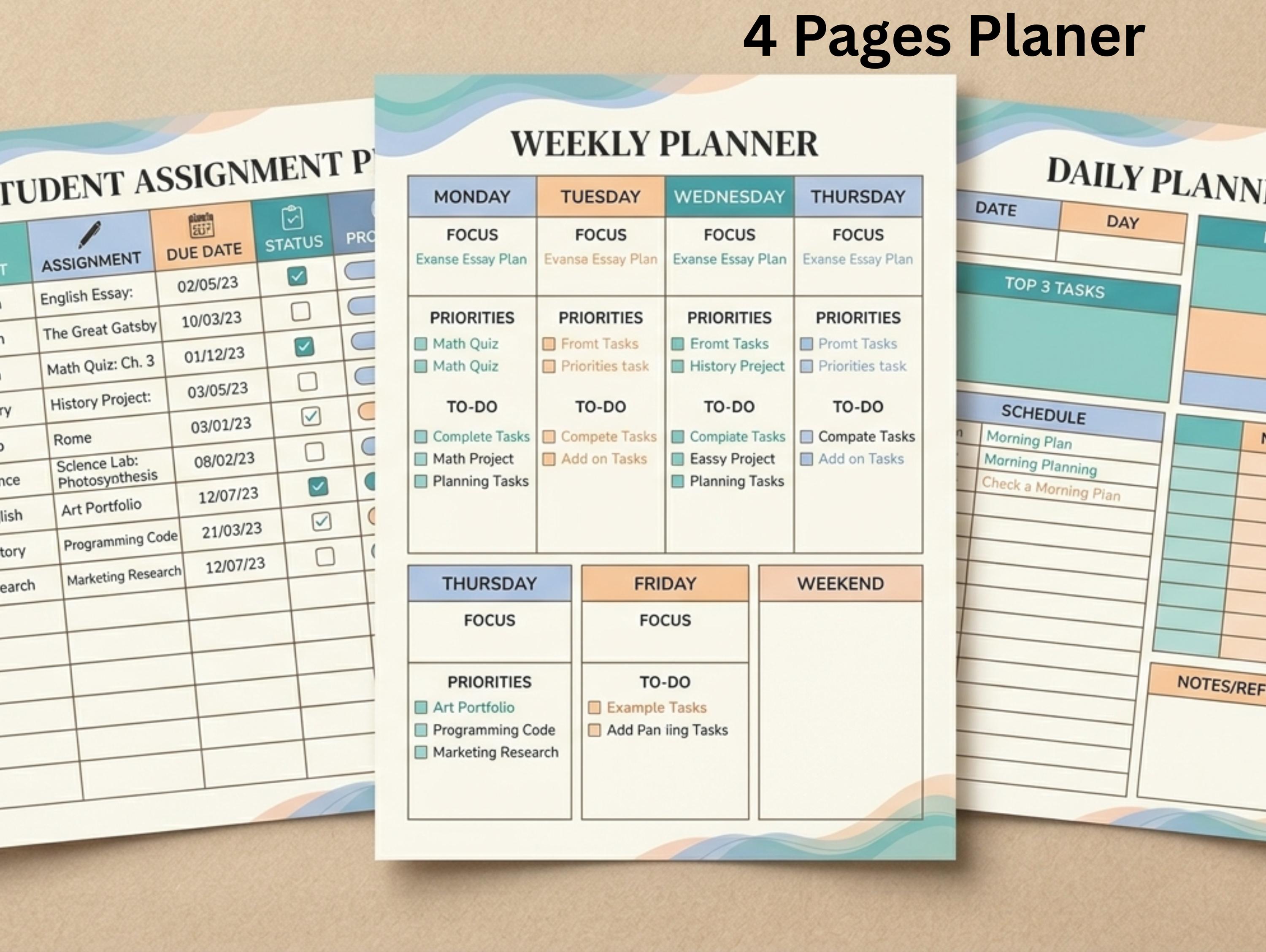 Assignment Tracker & Student Planner Spreadsheet | Homework Organizer ...