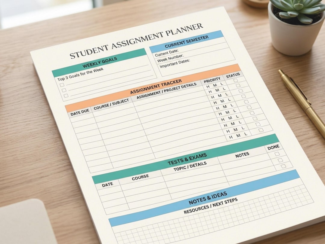 Assignment Tracker & Student Planner Spreadsheet | Homework Organizer ...