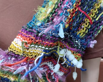 Endlosschal freeform freestyle hippie boho multicolour gestrickt handgemacht warm einzigartig Weihnachtsgeschenkidee