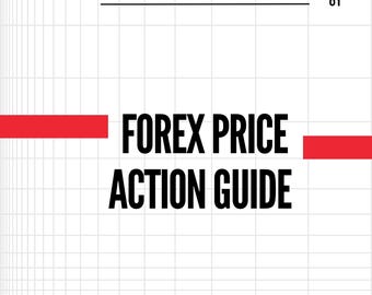 May include: A graphic with the text "FOREX PRICE ACTION GUIDE" in bold black letters. The background is a white grid pattern with a red horizontal bar. The number "01" is in the upper right corner.