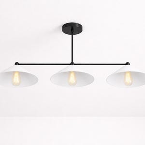 Plafoniera a 3 luci semi-incasso, illuminazione moderna per isola cucina, lampadario con paralume in metallo bianco, apparecchio di illuminazione da soffitto in stile metà secolo
