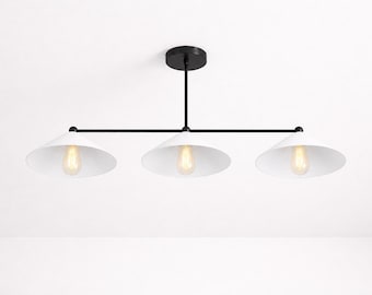 3 Light Semi Flush Mount Ceiling Light, Modern Kitchen Island Lighting, White Metal Shade Chandelier, Mid Century Ceiling Fixture