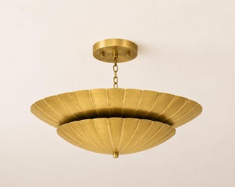 Handcrafted Semi Flush Mount Ceiling Light, Modern Gold Ceiling Fixture, Art Deco Chandelier, Scandinavian Lighting, Luxury Ceiling Lamp