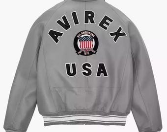 Giacca bomber da uomo in pelle grigia – Giacca personalizzata / Cappotto streetwear / Giacca stile college fatta a mano per uomo