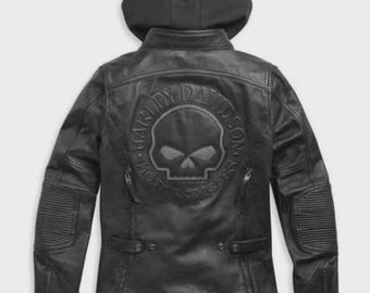 Jaqueta masculina de couro bovino com estampa refletiva de caveira – Jaqueta para motociclismo, presente personalizado para ele, equipamento de pilotagem premium