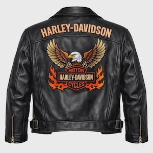 Harley Davidson Leather Flames Jacket - Etsy