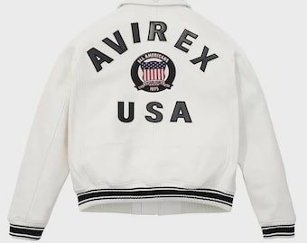 Men’s white Leather Bomber Jacket – Personalized jacket | Streetwear Coat | Handmade varsity jacket for Men