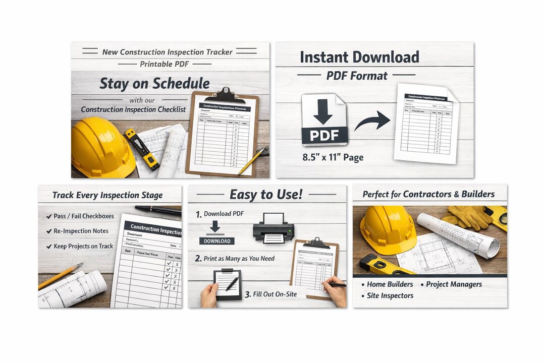 New Construction Inspection Checklist | Contractor Jobsite Tracker (PDF ...