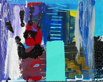 Abstract acrylschilderij: beschermer, paneel op gespannen doek