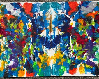 Abstract acrylschilderij: set met dubbele belichting, paneel op gespannen doek