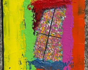Abstract acryl: zolderraamschildering, ingelijste canvaskunst 10 x 8 inch