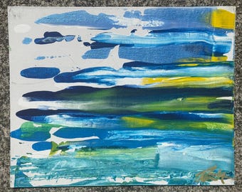Abstract acrylschilderij: lagune, paneel opgespannen canvas