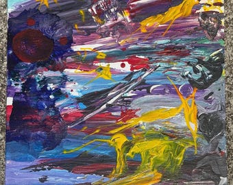 Abstract acrylschilderij: trauma, paneel opgespannen canvas