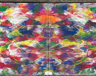 Abstract acrylschilderij: dubbele set, paneel op gespannen doek