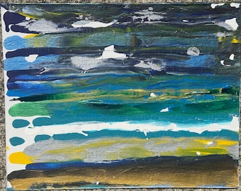 Abstract acrylschilderij: lagune, paneel opgespannen canvas