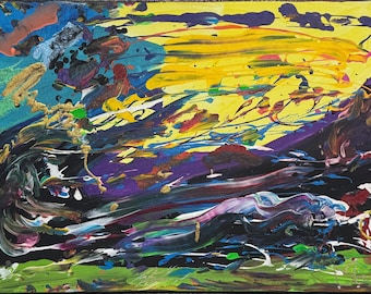 Reconnect: abstract acrylschilderij: levendige kleuren, getextureerde kunst, muurdecoratie
