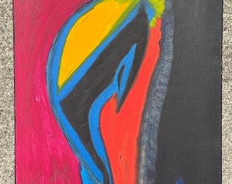 Abstract olieverfschilderij: silhouetecho, 24 x 18" opgespannen canvas (ingelijst)