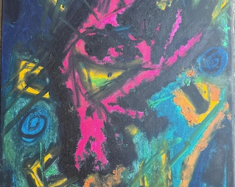 Abstract olieverfschilderij van binnen vuur op canvas – Levendige expressionistische muurkunst
