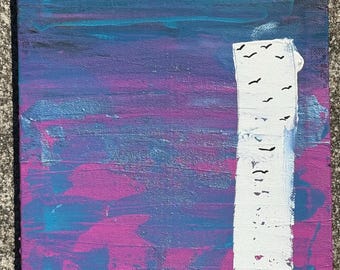 Abstract acrylcanvasschilderij: migratie - 10 x 8 inch ingelijste kunst