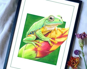 Frog Graphite Drawing, Moody Nature Illustration, Digital Print, Realistic Animal Sketch, Home Decor