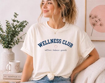 Wellness Club T-Shirt | Self Love Balance Growth Tee | Oversized Unisex Tee | Minimal Graphic Shirt | Relaxed Fit Aesthetic Top