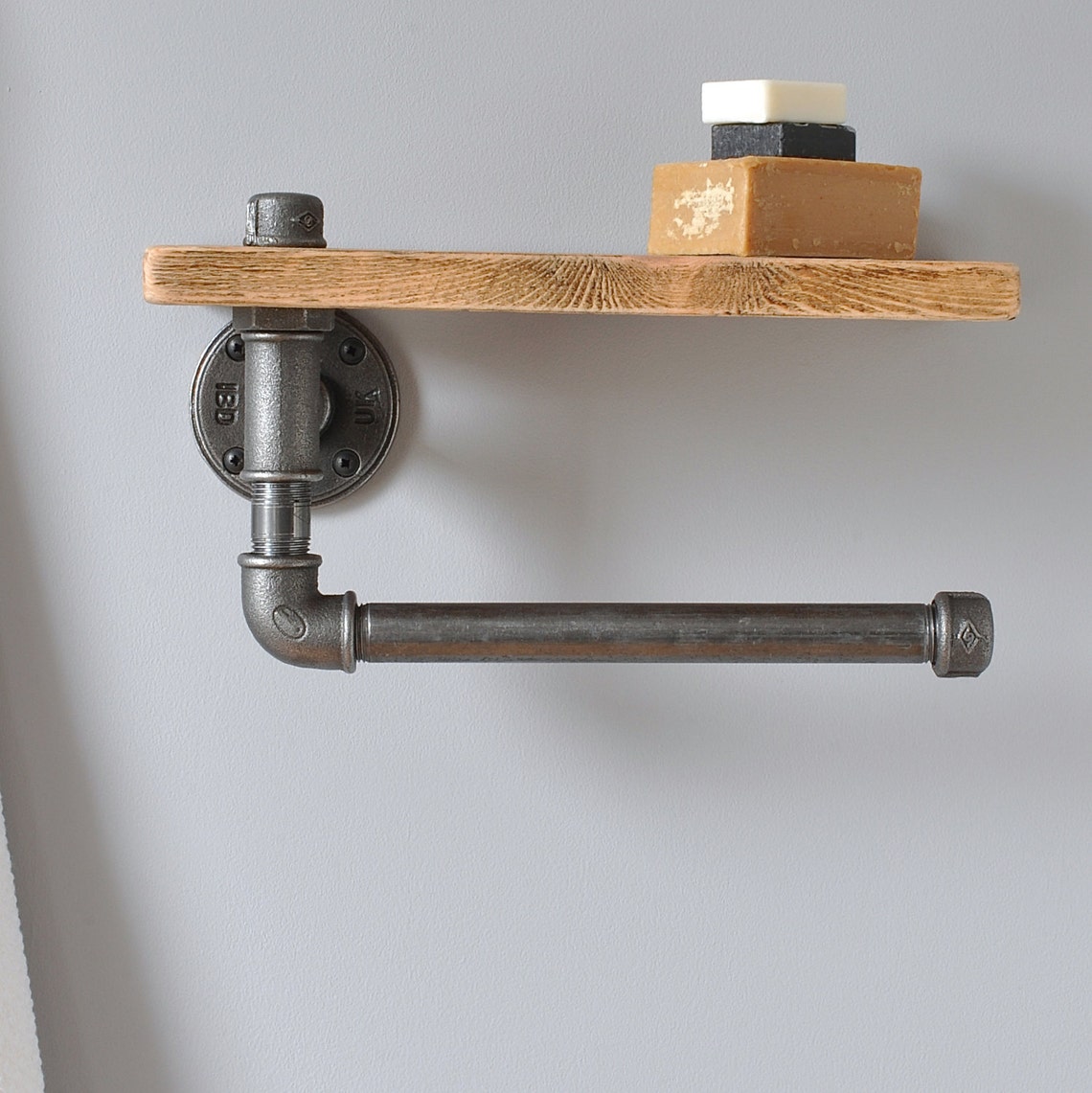 Industrial Towel Rail and Shelf Etsy
