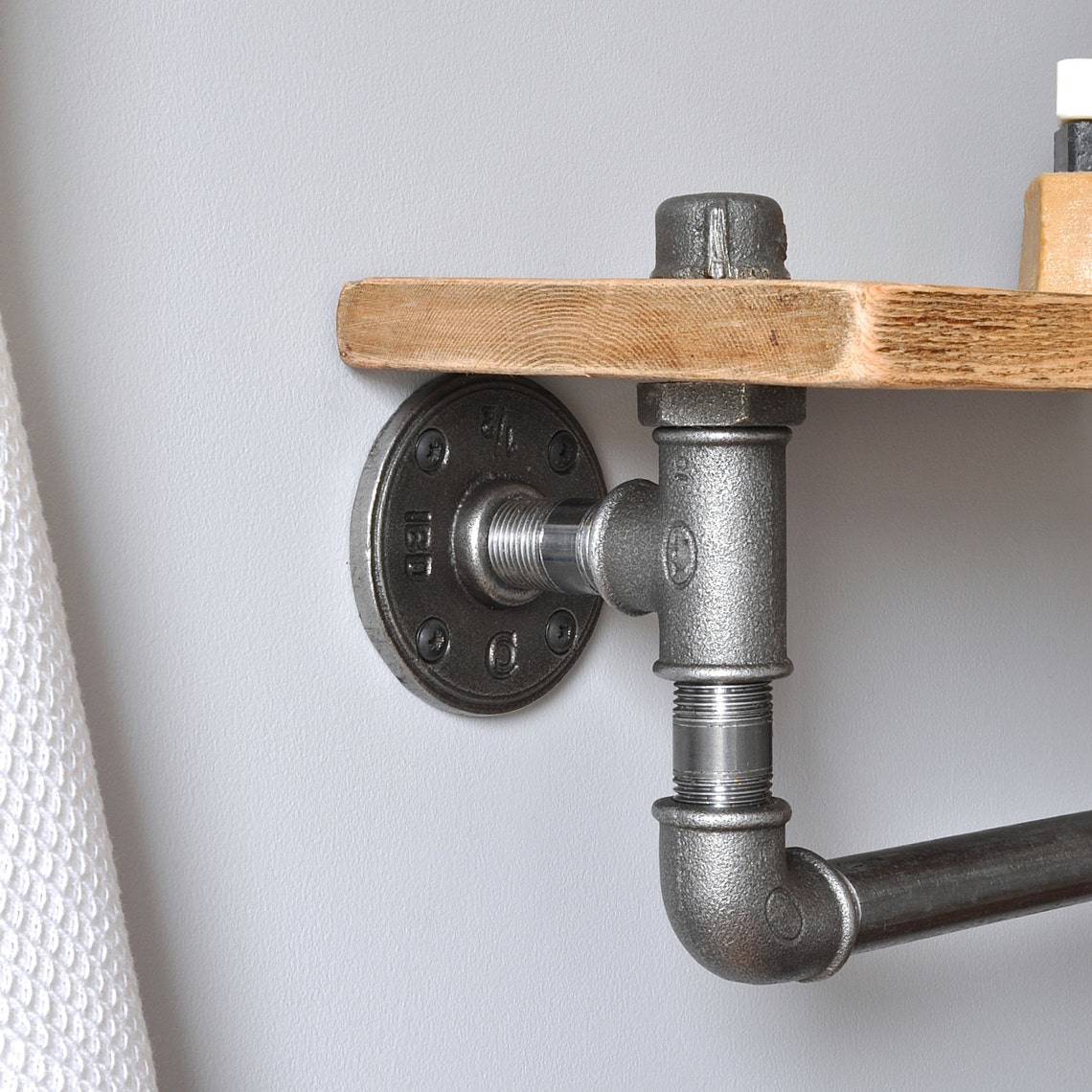 Industrial Towel Rail and Shelf Etsy
