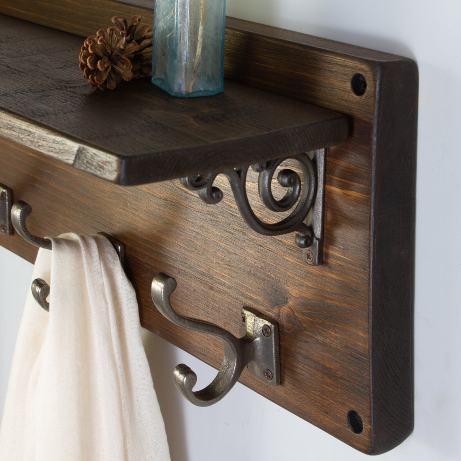 Reclaimed Wood Victorian Coat Hook Shelf Etsy