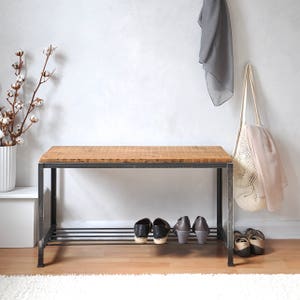 Reclaimed Wood and Steel Shoe Rack/bench UK