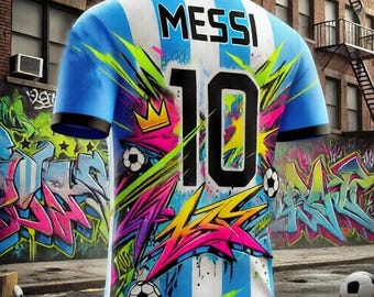 Messi #10 Soccer Jersey Breathable Polyester Football Shirt Kids Adult Fan Top